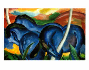 Franz Marc, German Expressionist (Blue Rider) Painter: The Large Blue Horses, 1911