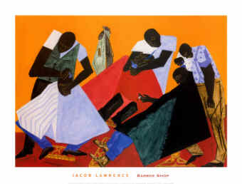 James Lawrence, African American Painter: Barber Shop, 1946
