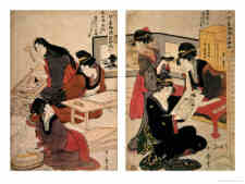 Utagawa Kunisada, Japanese Ukiyo-e Woodblock Printmaker: Artisans Making a Woodcut, c.1857