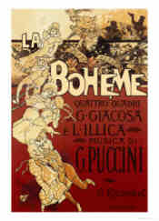 Adolfo Hohenstein, German-Italian Vintage Poster Artist: La Boheme, Musica di Puccin