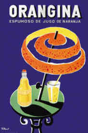 Bernard Villemot, French Art Deco Vintage Poster Designer: Orangina