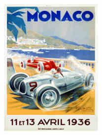 Geo Ham (Georges Hamel), French Vintage Poster Designer: Monaco Grand Prix 1936