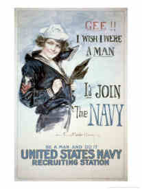Howard Chandler Christy, American WWI Vintage Poster Designer: Gee!! I Wish I Were A Man